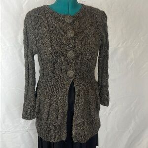 Caamaño 100% Alpaca Hand Knit Sweater Jacket Size Medium Peru Boho Cottagecore